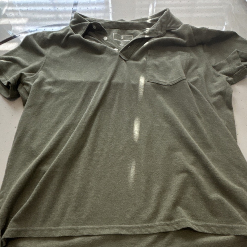 Mutual Weave Men's Olive Polo Shirt XL Short Sleeve Collared Button Pocket